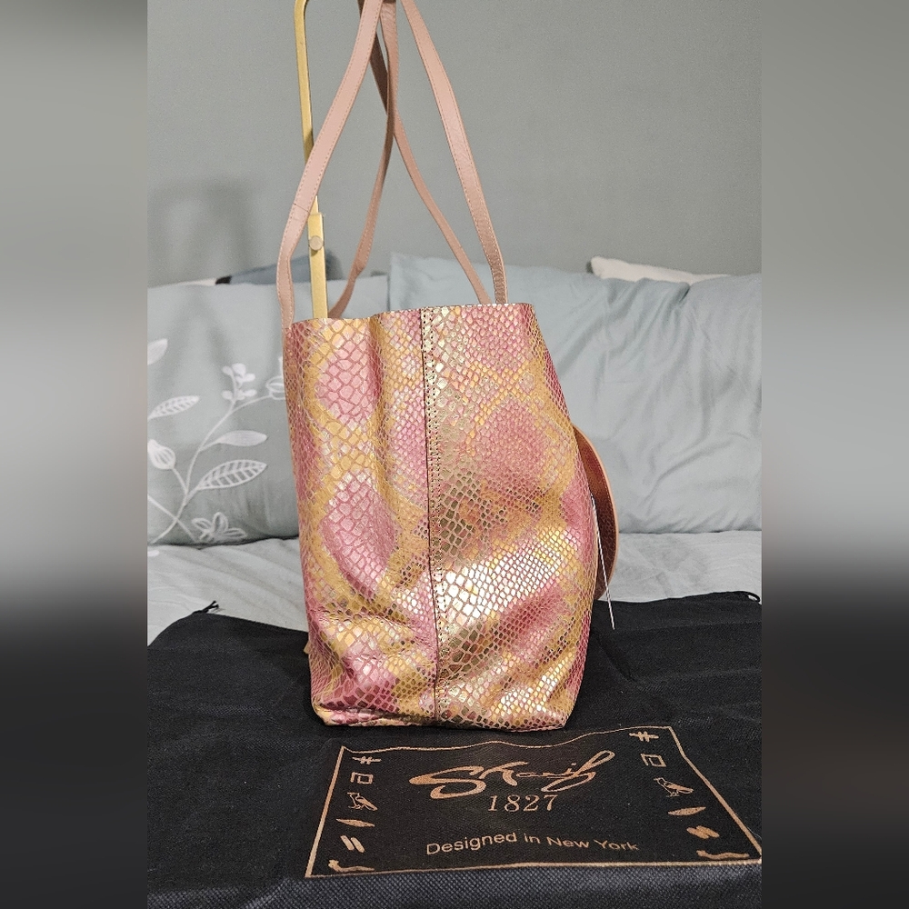 Sharif Pink and Gold Iridescent Tote Bag W/wallet & Dusty - Picture 3 of 16